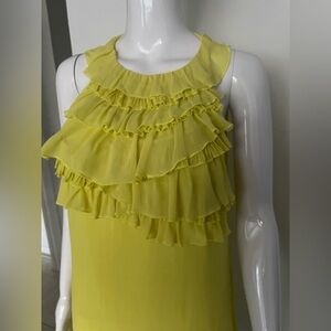 Burl Ysen Silk Ruffle Top Yellow Dress size 6